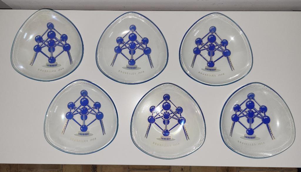 6 superbe petites  coupes en verre Atomium expo Bruxelles 19, Enlèvement ou Envoi