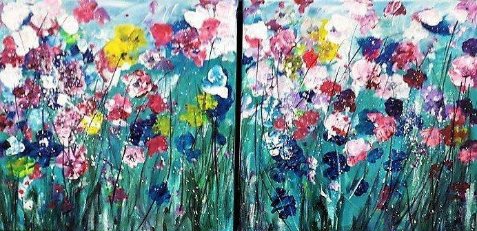 Hilda Hendriksen, Flowerfield, Antiek en Kunst, Kunst | Schilderijen | Modern