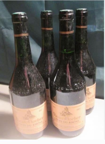 4x Vieux Clocher des Côtes du Rhône - 1987, Collections, Vins, Enlèvement ou Envoi, Comme neuf, Vin rouge, France