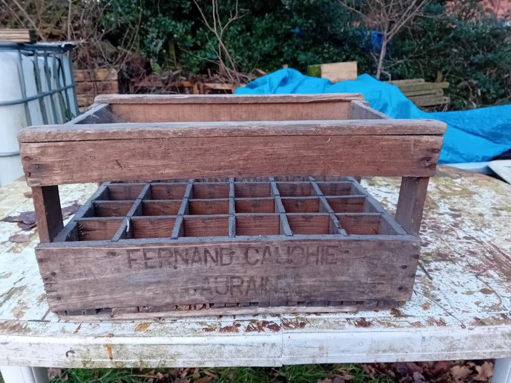 Oude vintage houten bierbak  Fernand Cauchie  Caurain, Verzamelen, Ophalen of Verzenden, Zo goed als nieuw