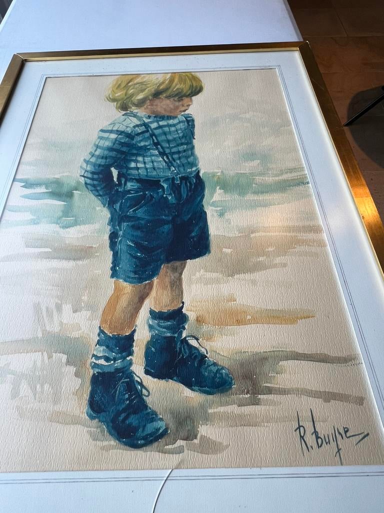 Schilderij aquarel R Buyse, Antiek en Kunst, Kunst | Litho's en Zeefdrukken, Ophalen