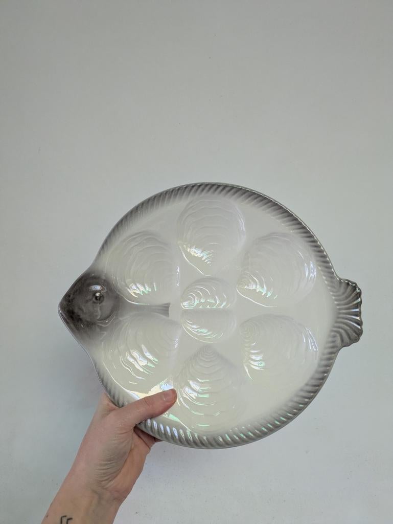 vintage oesterborden, Huis en Inrichting, Keuken | Servies, Ophalen, Zo goed als nieuw, Keramiek, Bord(en)