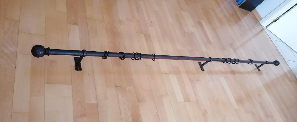 Gordijn-/gordijnroede, messing, donker zware ijzer, Ophalen, Ancien, Minder dan 50 cm, Bruin