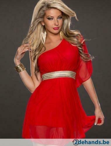 rood coctail jurkje met goud, Kleding | Dames, ANDERE, Verzenden, Nieuw, Boven de knie