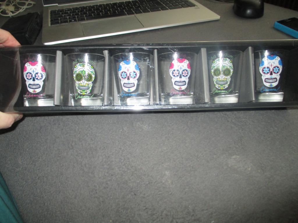 shotglaasjes glas doodshoofd dia de los muertos halloween, Ophalen of Verzenden, Nieuw, Feestartikel