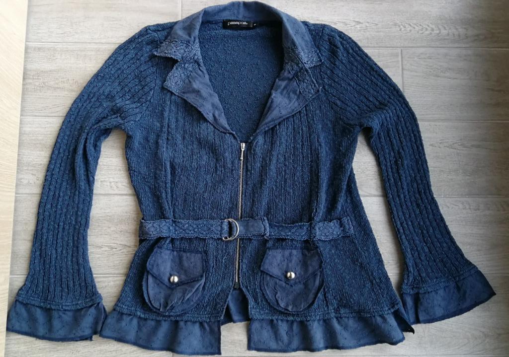 Warme blauwe gilet/trui - Passport - maat 40, Kleding | Dames, Maat 38/40 (M), Passport, Blauw, Ophalen of Verzenden