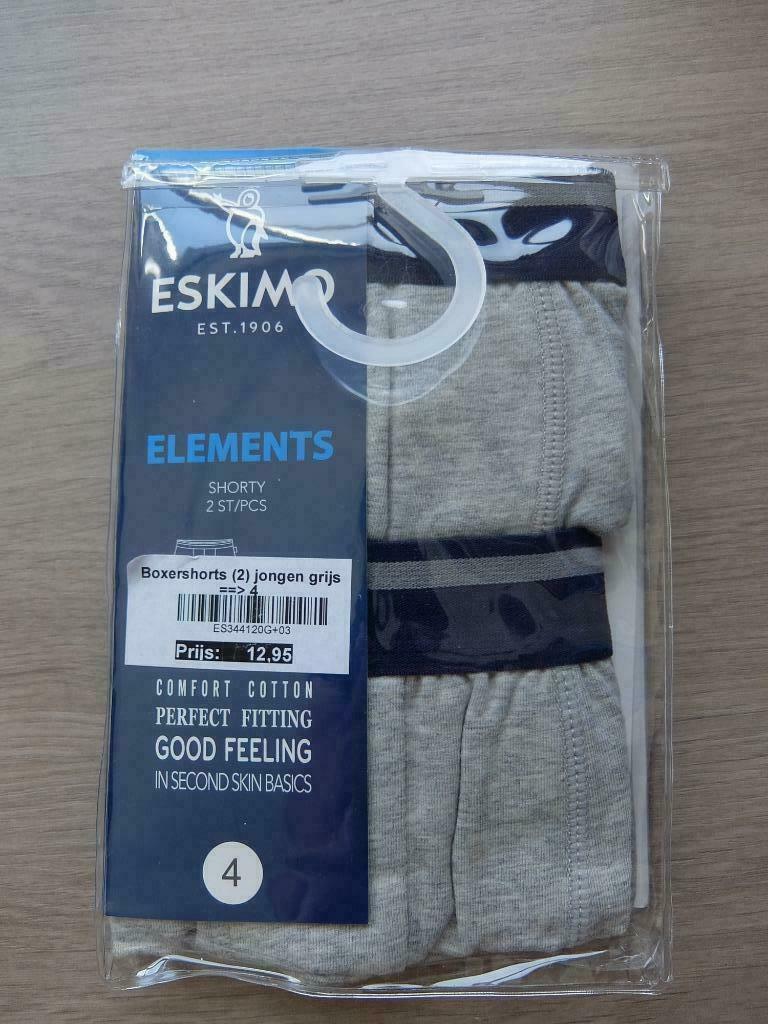 Eskimo - Set 2 grijze boxershorts jongen. 4 jaar. Nieuw!, Kinderen en Baby's, Nacht- of Onderkleding, Nieuw, Ophalen of Verzenden