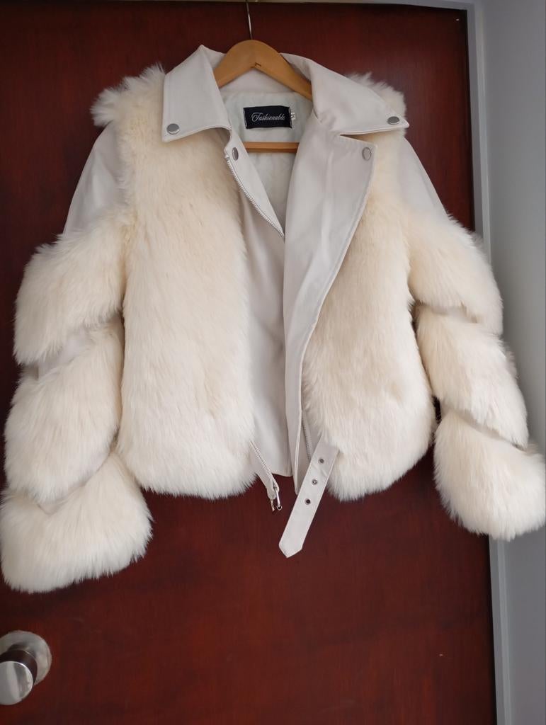 Wit leder en bont maat medium, Kleding | Dames, Ophalen of Verzenden, Zo goed als nieuw, Wit