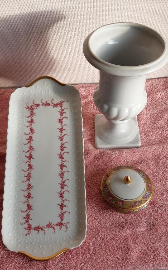Limoges france : vaas , cake schotel ,, Antiek en Kunst, Antiek | Porselein, Ophalen of Verzenden