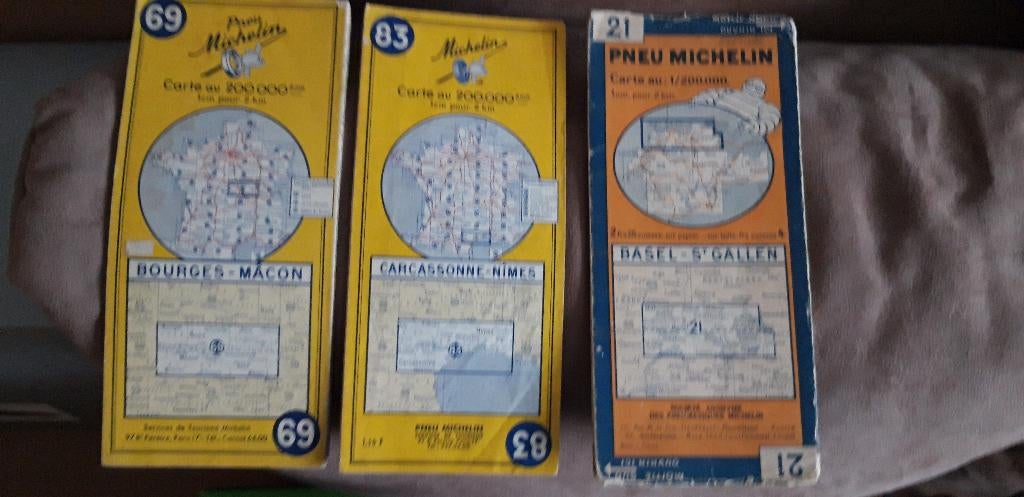 3 Anciennes cartes routières Michelin, Enlèvement ou Envoi, Utilisé, France