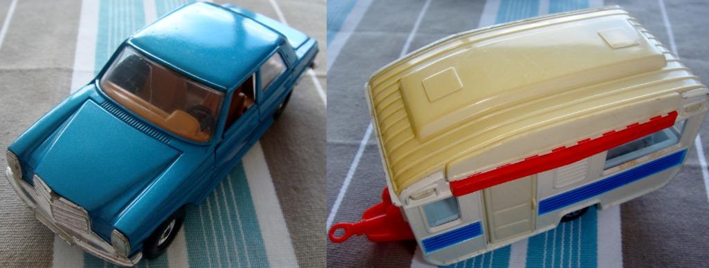 Corgi Set No 24 Mercedes Benz 240D & Touring Caravan Trailer, Enlèvement ou Envoi, Utilisé