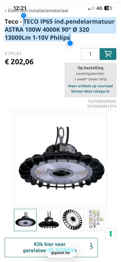 Lampe LED haute baie Teco neuve, Bricolage & Construction, Enlèvement ou Envoi, Neuf