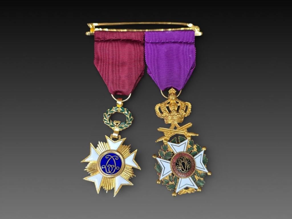 Ensemble de deux médailles ordre de la couronne et Léopold, Enlèvement ou Envoi