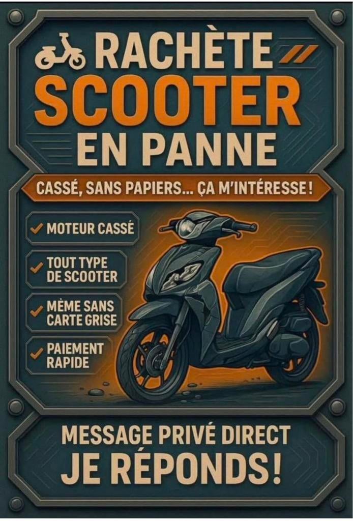 ACHAT SCOOTER EN PANNE ! Moteur casser ! Demonter ! Cash, Vélos & Vélomoteurs, Scooters | Marques Autre, Enlèvement, Comme neuf