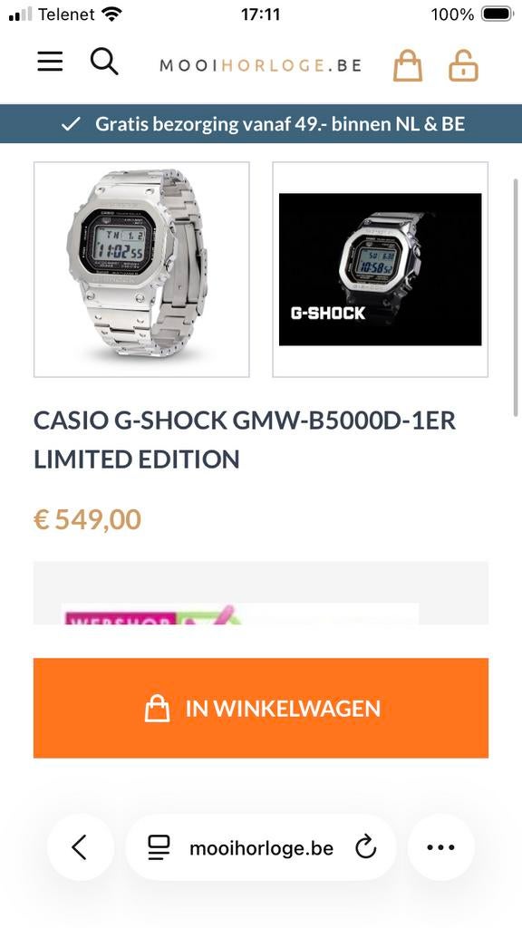 Montre, Enlèvement ou Envoi, Casio