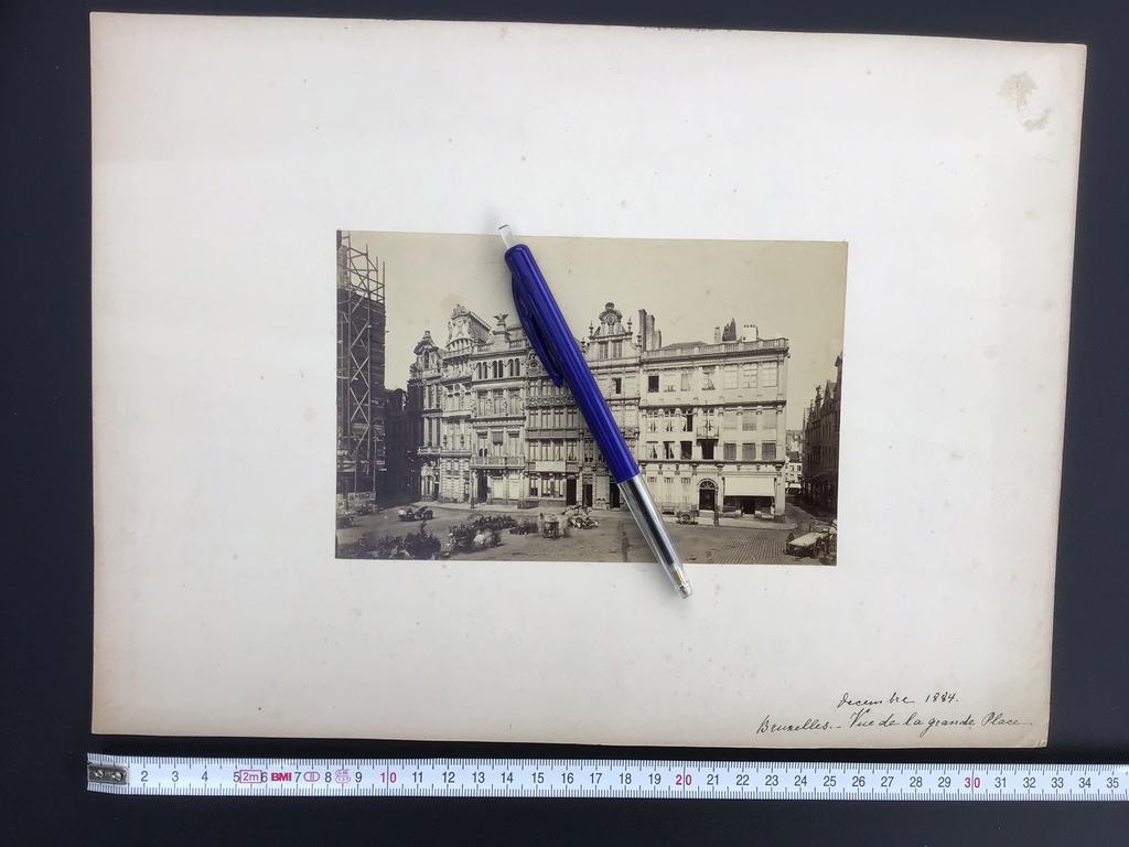 Photo originale 1884 Grand Place de Bruxelles., Envoi, Bâtiment, Photo