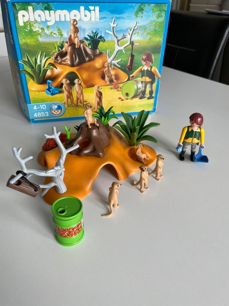 Playmobil zoo stokstaartjes 4853 (compleet), Kinderen en Baby's, Speelgoed | Playmobil, Ophalen of Verzenden, Zo goed als nieuw