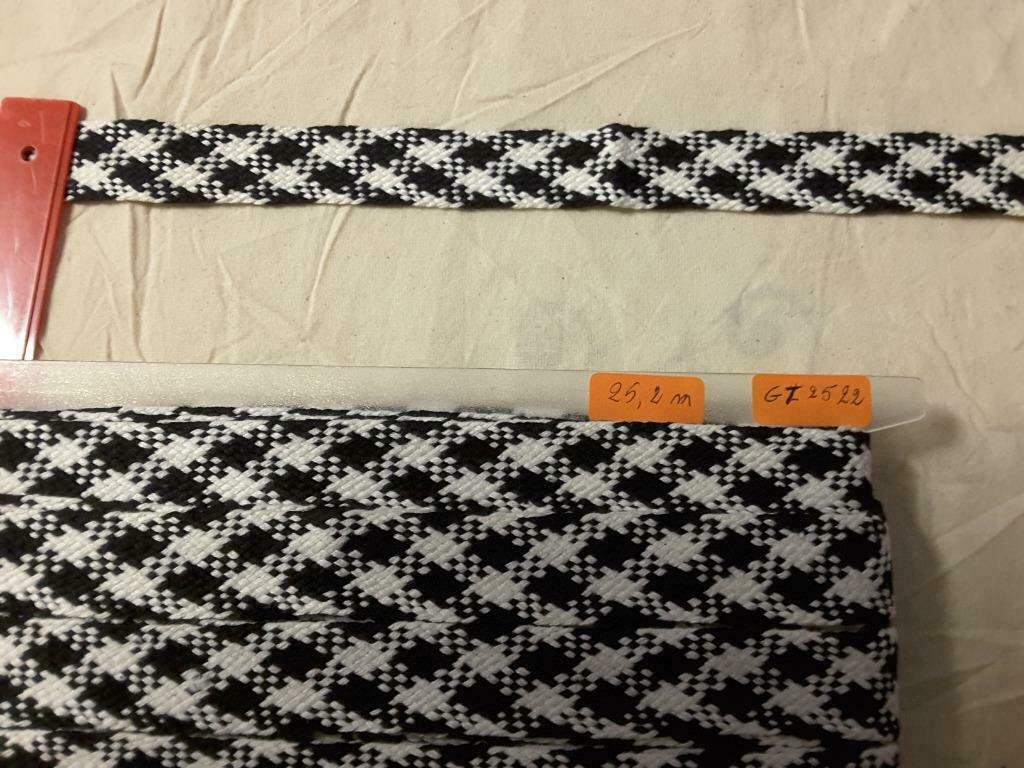 gevlochten vlechtband 25 mm wit en zwart G2522, Ophalen of Verzenden, Nieuw