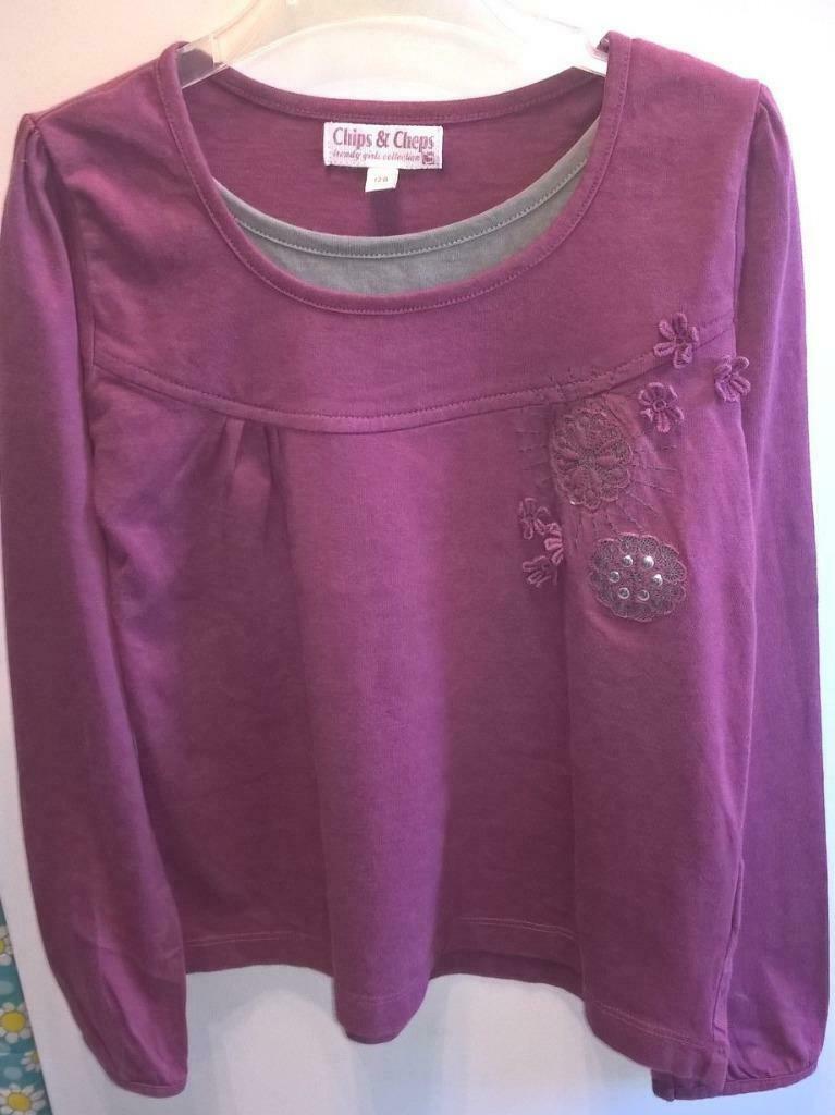 Bordeaux longsleeve - Chips & Cheps - maat 128, Meisje, Chips & Cheps, Ophalen of Verzenden, Zo goed als nieuw