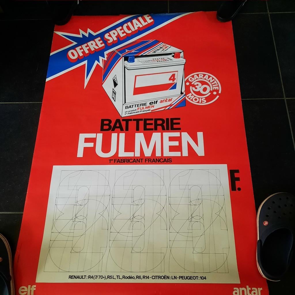 Affiche, affiche 122 cm x 82 cm Batteries de voiture Fulmen., Enlèvement ou Envoi, Comme neuf