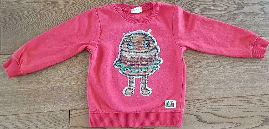H&M rode trui hamburger 104, Kinderen en Baby's, Kinderkleding | Maat 104, Gebruikt, Jongen of Meisje, Trui of Vest, H&M