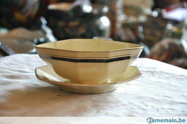 saucière monobloc nimy soucoupe rode liseré argent, Antiquités & Art