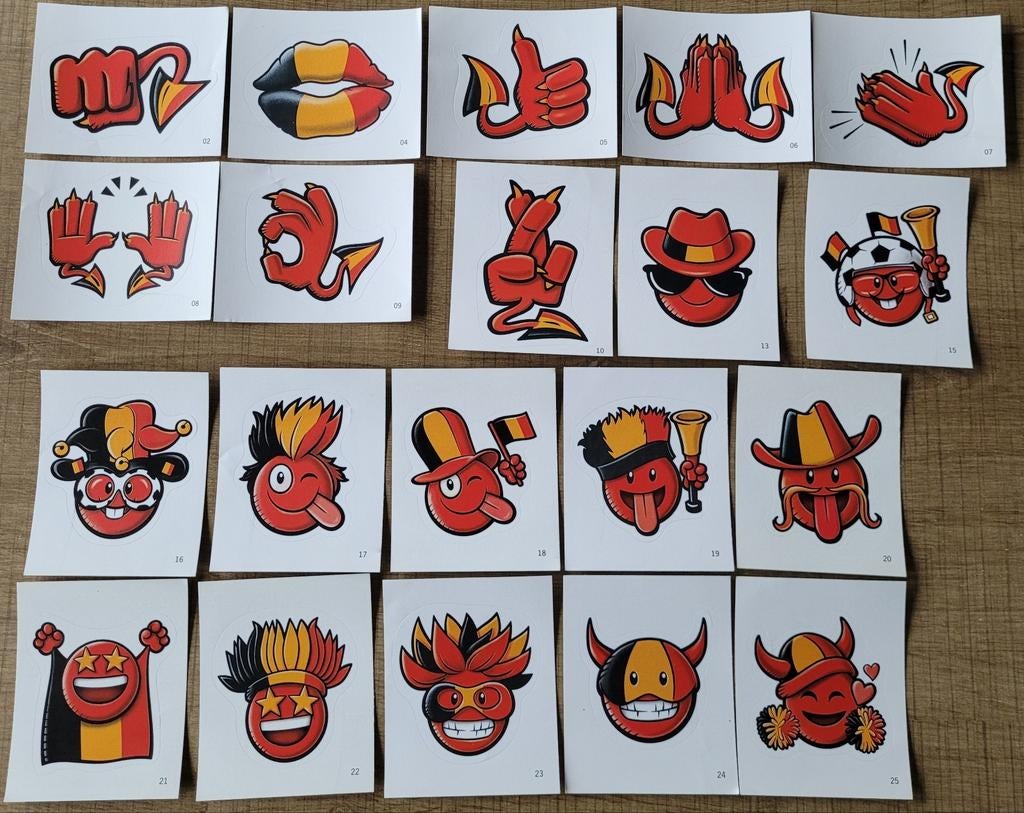 37 verschillende voetbalstickers: team Belgium, Verzamelen, Ophalen of Verzenden, Zo goed als nieuw, Poster, Plaatje of Sticker