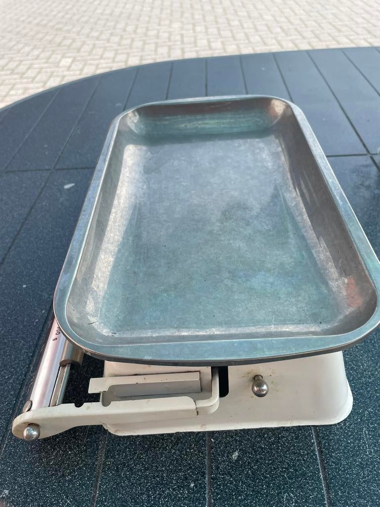 Vintage keukenweegschaal in metaal, Ophalen of Verzenden