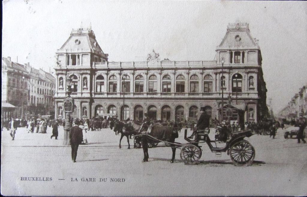 POSTKAART- BRUSSEL, GARE DU NORD 1906, Verzamelen, Ophalen of Verzenden, Voor 1920, Gelopen, Brussel (Gewest)