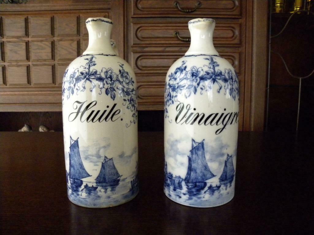 Antieke kruiken Waechtersbach1896-1903 Huile / Vinaigre 2st, Antiquités & Art, Antiquités | Céramique & Poterie, Enlèvement