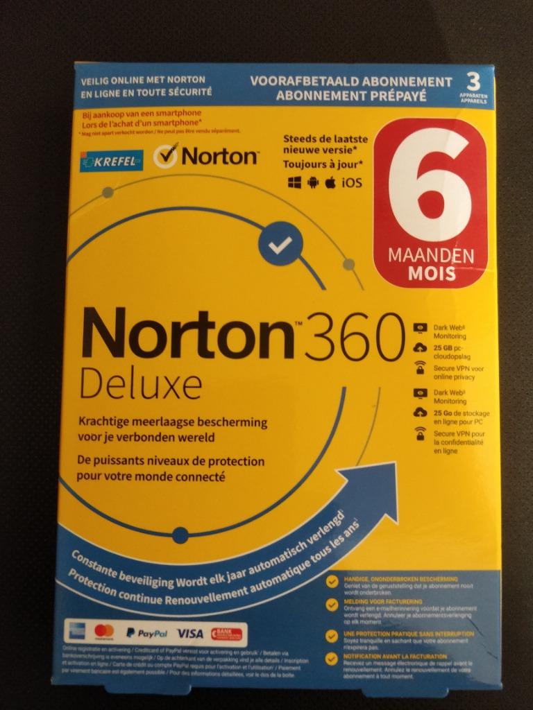 Antivirus Norton 360 Deluxe - Abonnement 6 mois, Enlèvement ou Envoi, Neuf, Norton, MacOS