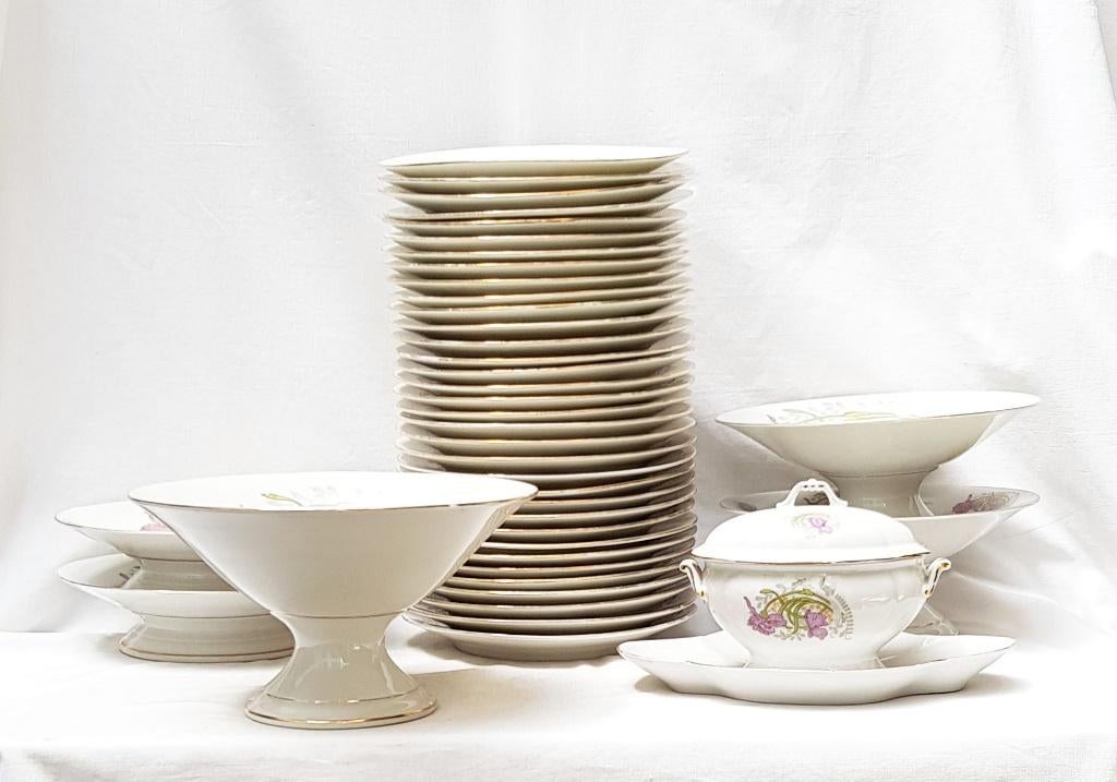 Art Nouveau Dessertservies (40)., Antiek en Kunst, Antiek | Servies compleet, Ophalen of Verzenden