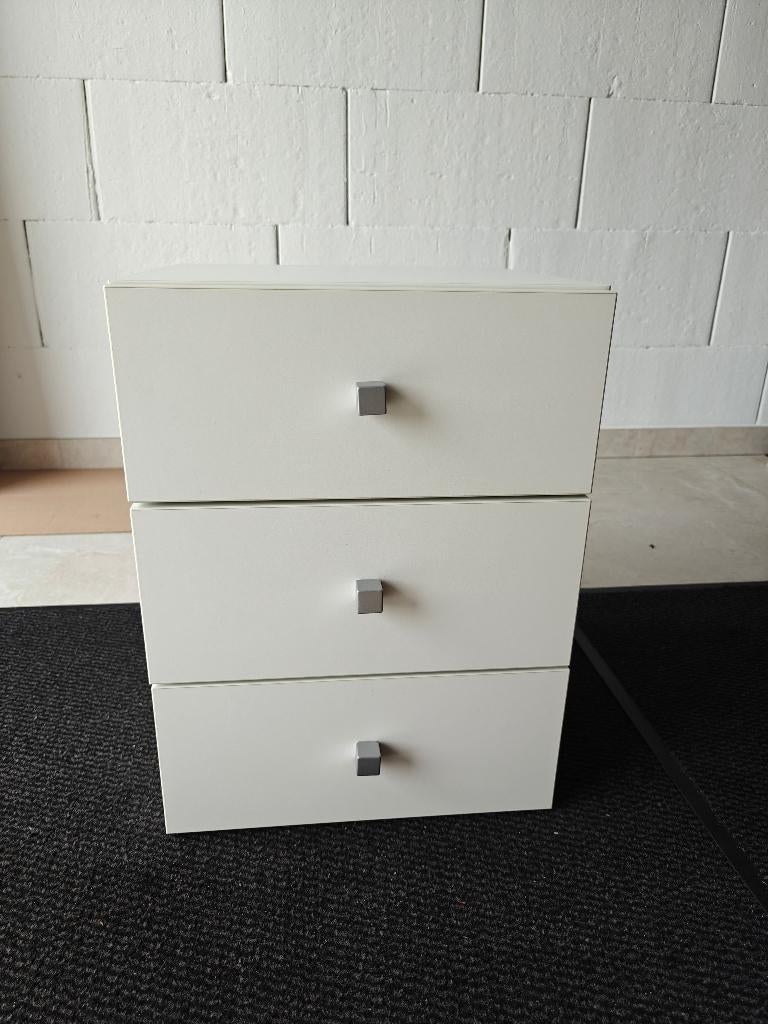 Witte ladekast met 3 schuiven, nachtkastje bureau bergruimte, 3 ou 4 tiroirs, 25 à 50 cm, Moins de 100 cm, Comme neuf