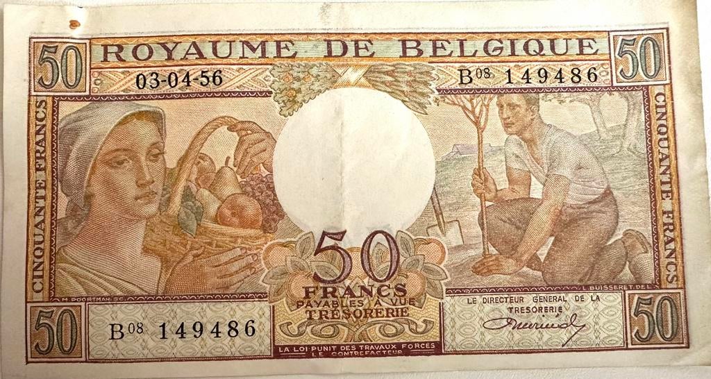 Billet de 50 francs belge de 1956, Enlèvement ou Envoi