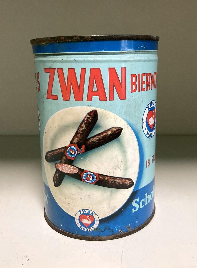 Vintage blik van Zwan bierworsten, Verzamelen, Ophalen of Verzenden, Gebruikt, Overige, Overige merken