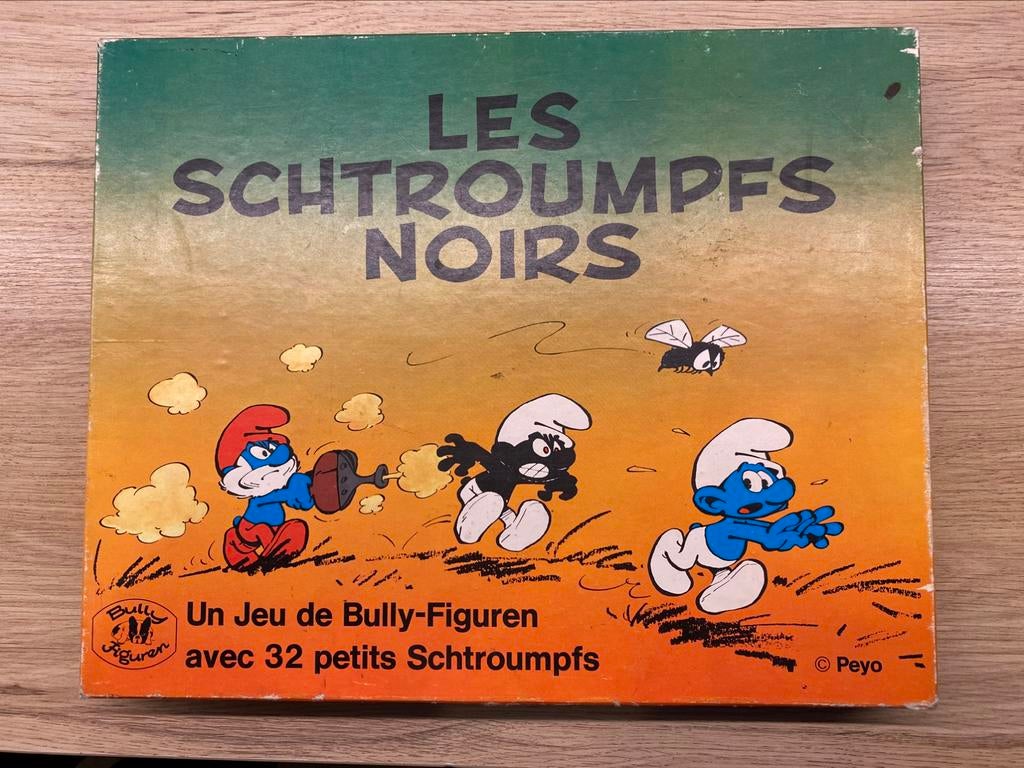 De zwarte smurfen - spel met pestfiguren, 1970, Verzamelen, Ophalen of Verzenden, Zo goed als nieuw, Verschillende Smurfen, Stripboek