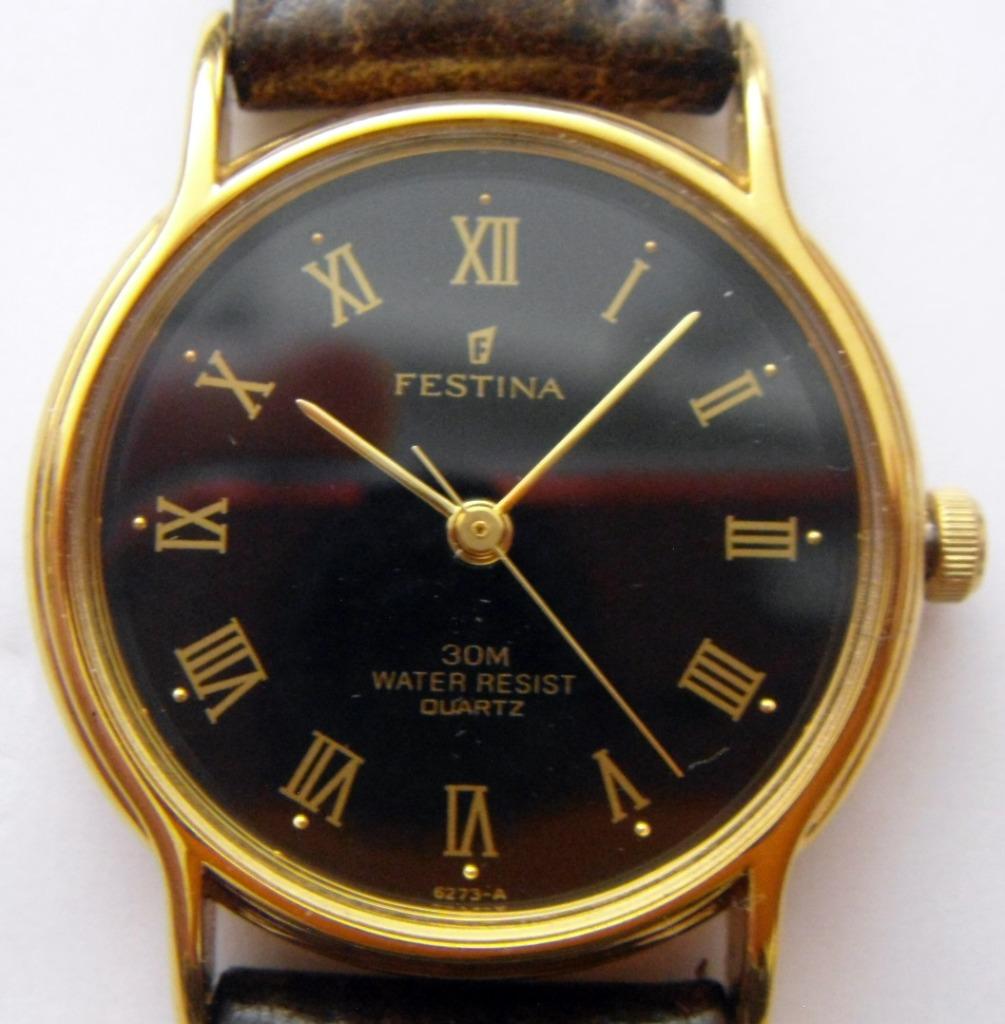 Montres à quartz FESTINA cadran + bracelet cuir noir NEUVES, Enlèvement ou Envoi, Neuf