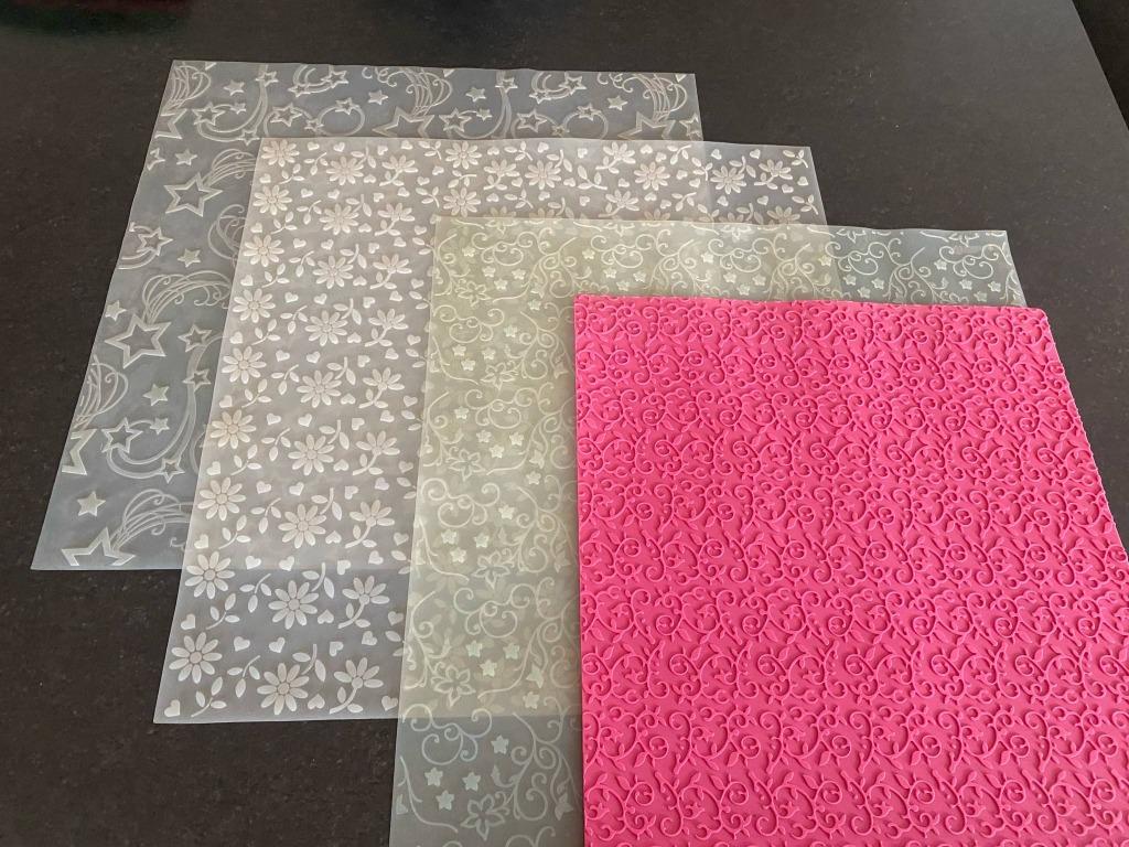 Taartdecoratie materiaal - 4 silicone textuurmatten groot, Ophalen of Verzenden, Zo goed als nieuw, Taarten of Cupcakes, Overige typen