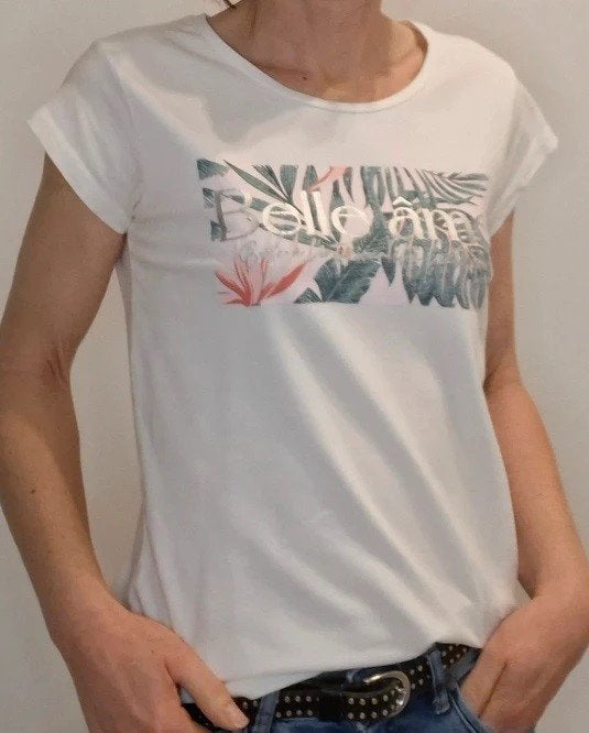 Citylife : wit t-shirt met tropische print , mt M, Maat 38/40 (M), Wit, Ophalen of Verzenden, Zo goed als nieuw