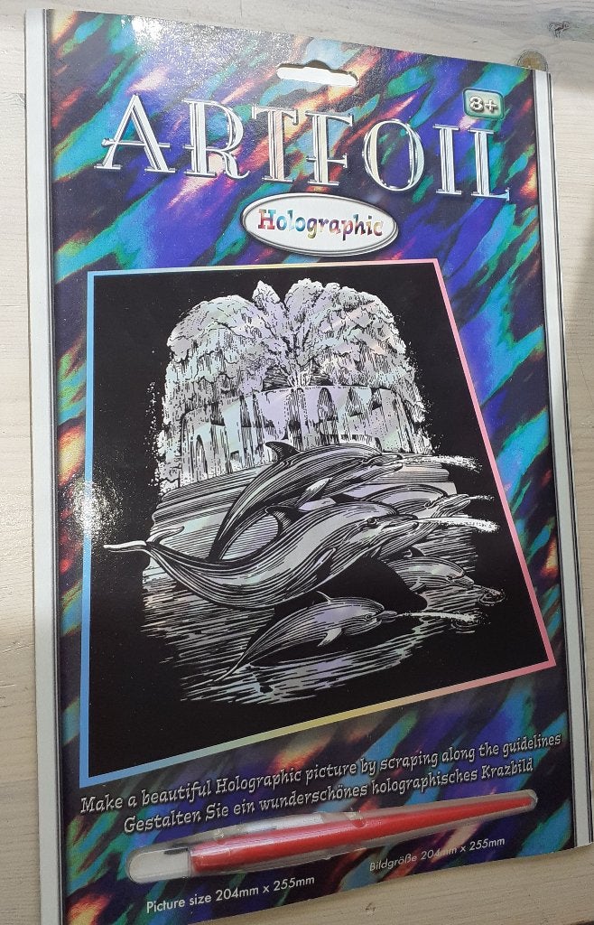DIY Hobby Artfoil Holographic krasplaat dolfijnen, Ophalen of Verzenden, Nieuw, Papier, Schets- of Tekenboek