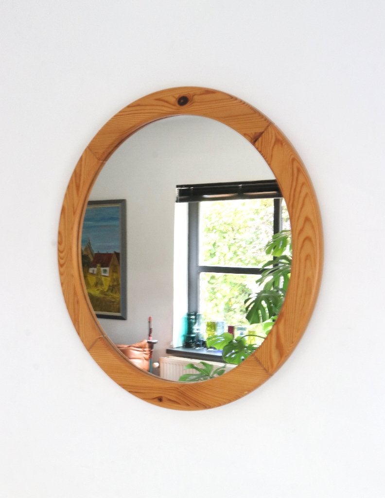 Vintage Pine houten spiegel, Huis en Inrichting, Woonaccessoires | Spiegels, Ophalen, Gebruikt