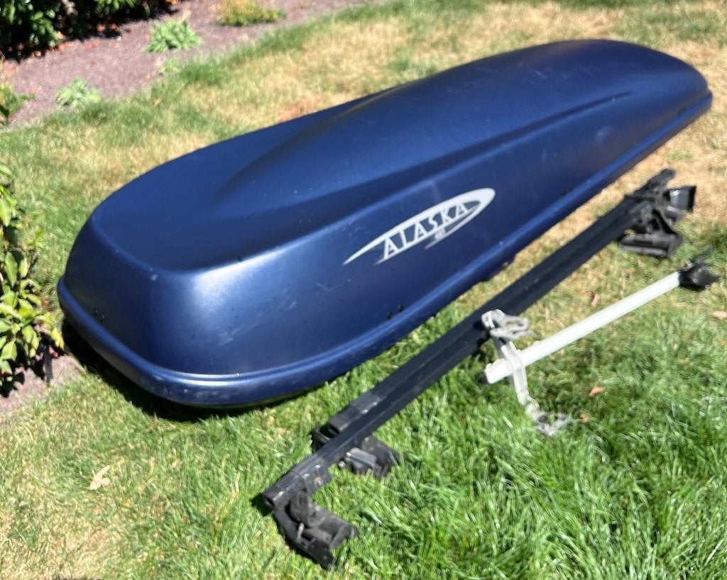 Dakkofferset (koffer 485 l + dakdragers + fietsdakdrager), Auto diversen, Dakkoffers, Gebruikt, Ophalen