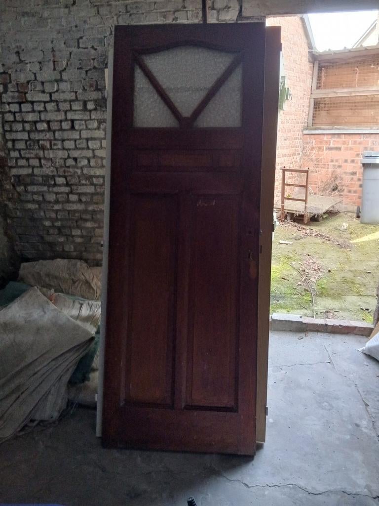 5 mooie houten deuren met glas.77cm op 212 hoog, Doe-het-zelf en Bouw, Ophalen of Verzenden, Glas