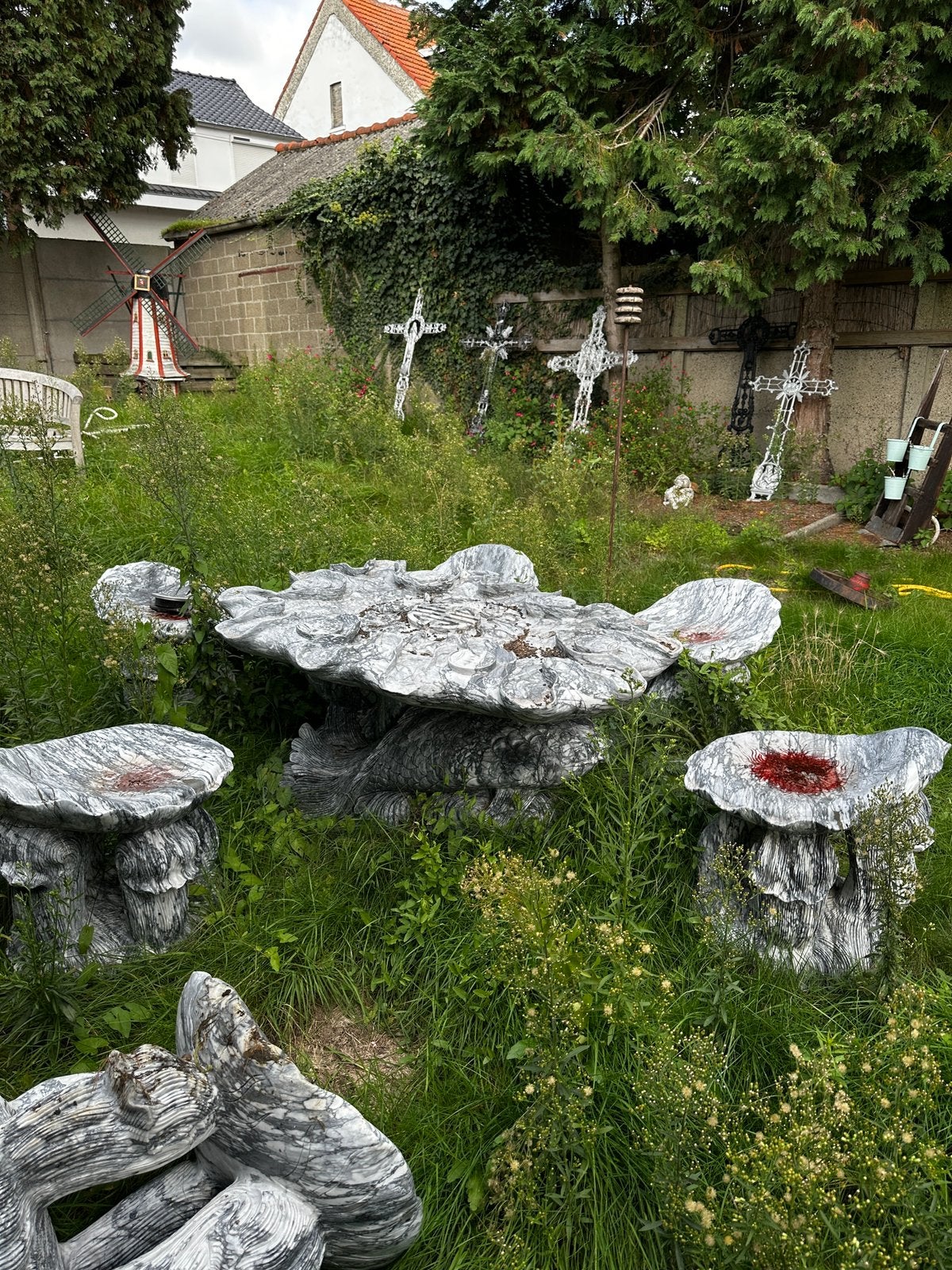 Table de jardin artistique unique avec carpe, Jardin & Terrasse, Enlèvement ou Envoi, Comme neuf