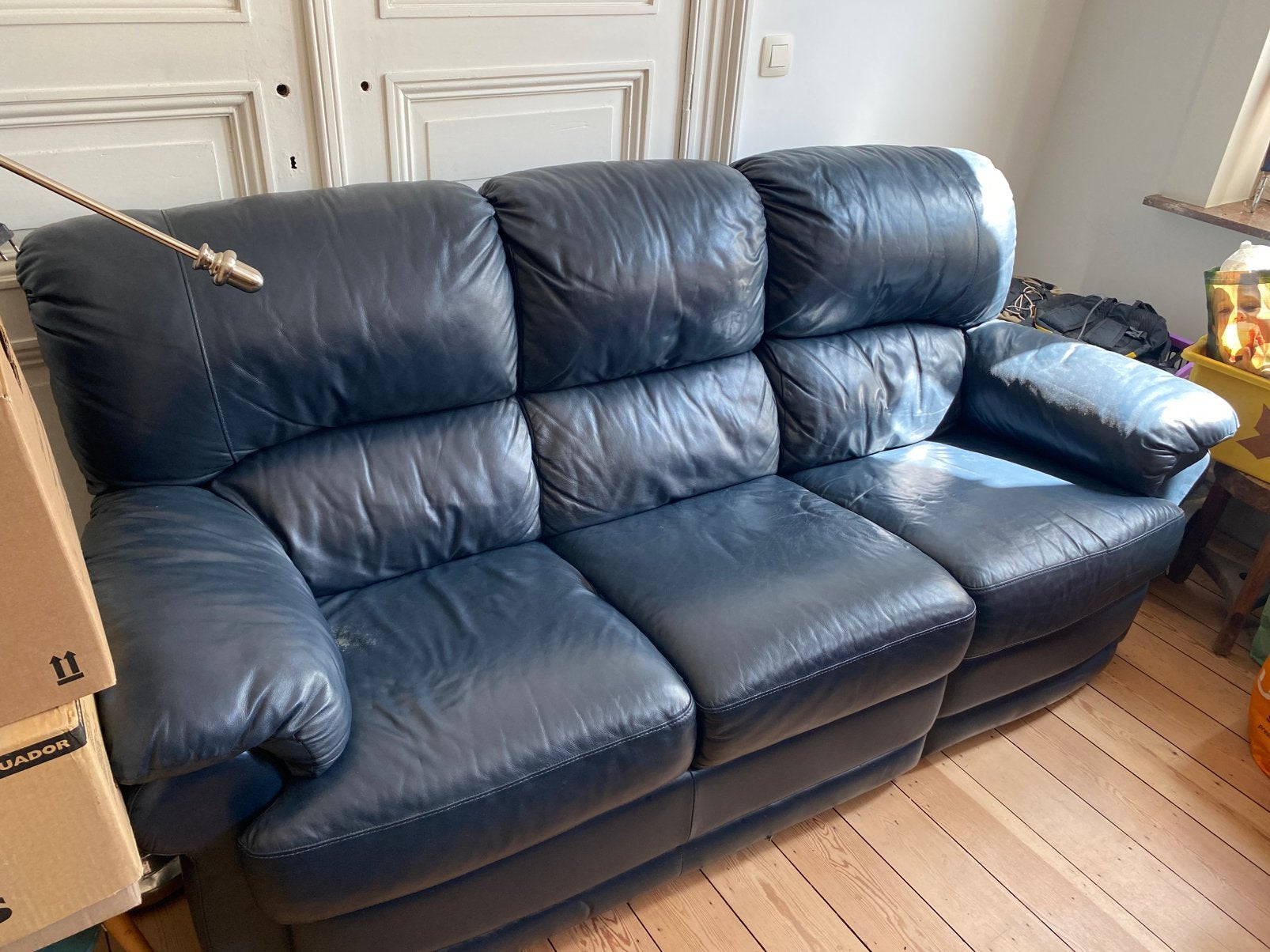 Canapé cuir 3 places + siege electrique couché, Ophalen, Zo goed als nieuw, Leer
