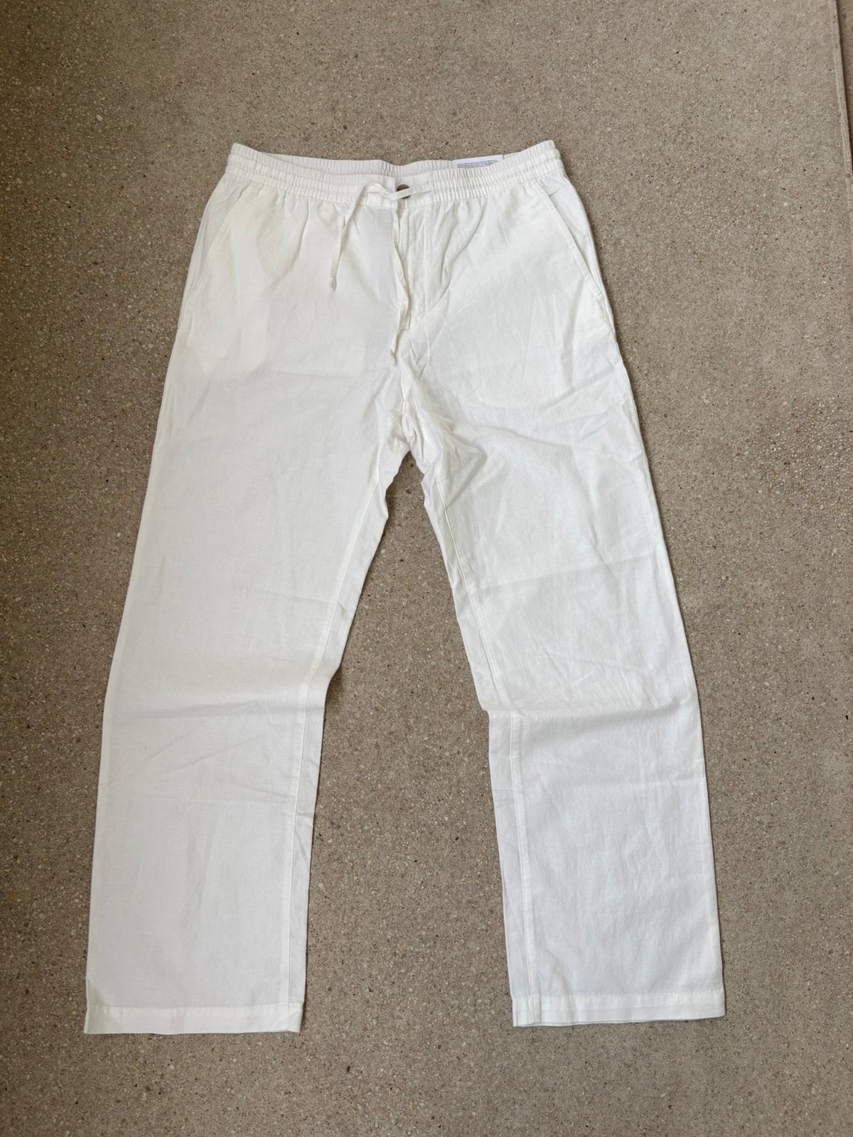 Pantalon en lin blanc H&M taille M, Enlèvement ou Envoi, Neuf, Taille 48/50 (M), Blanc