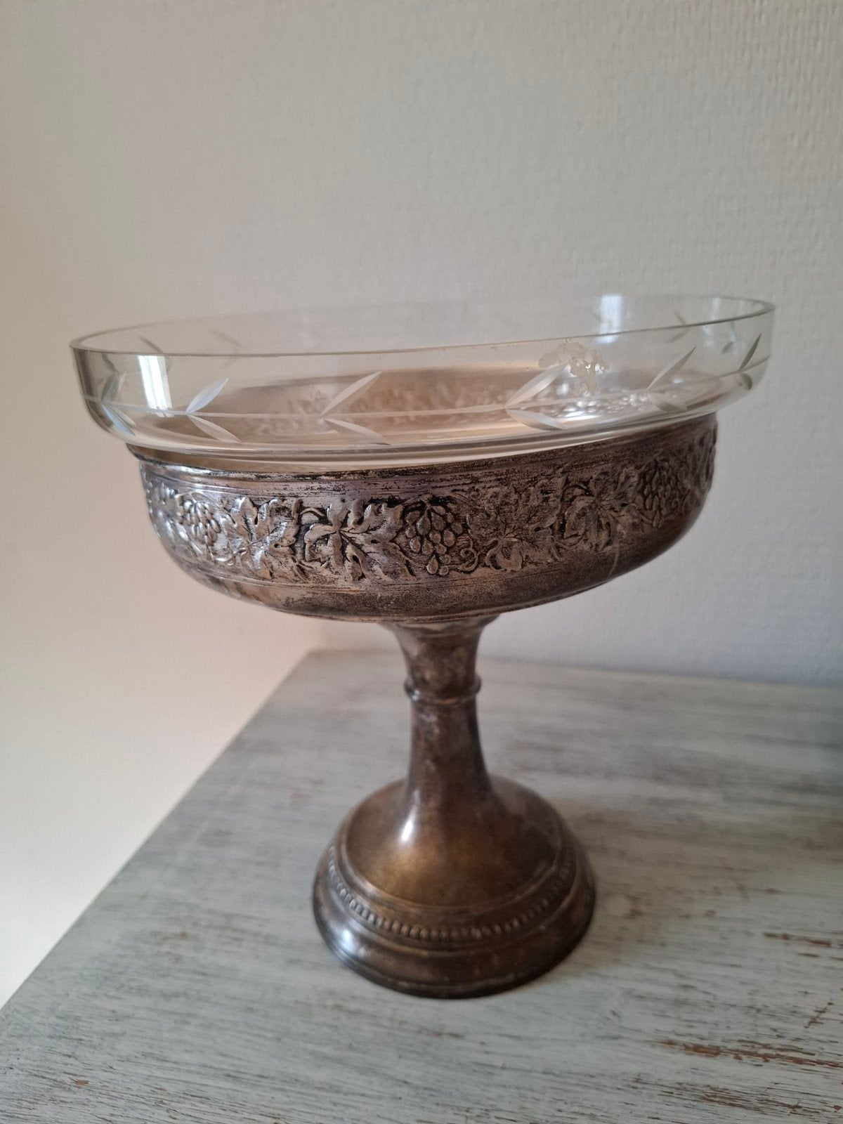 mooie verzilverde schaal op voet, Ophalen