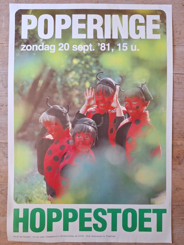 Affiche Poperinge Hoppestoet 1981 bier brouwerij, Collections, Marques de bière, Enlèvement ou Envoi
