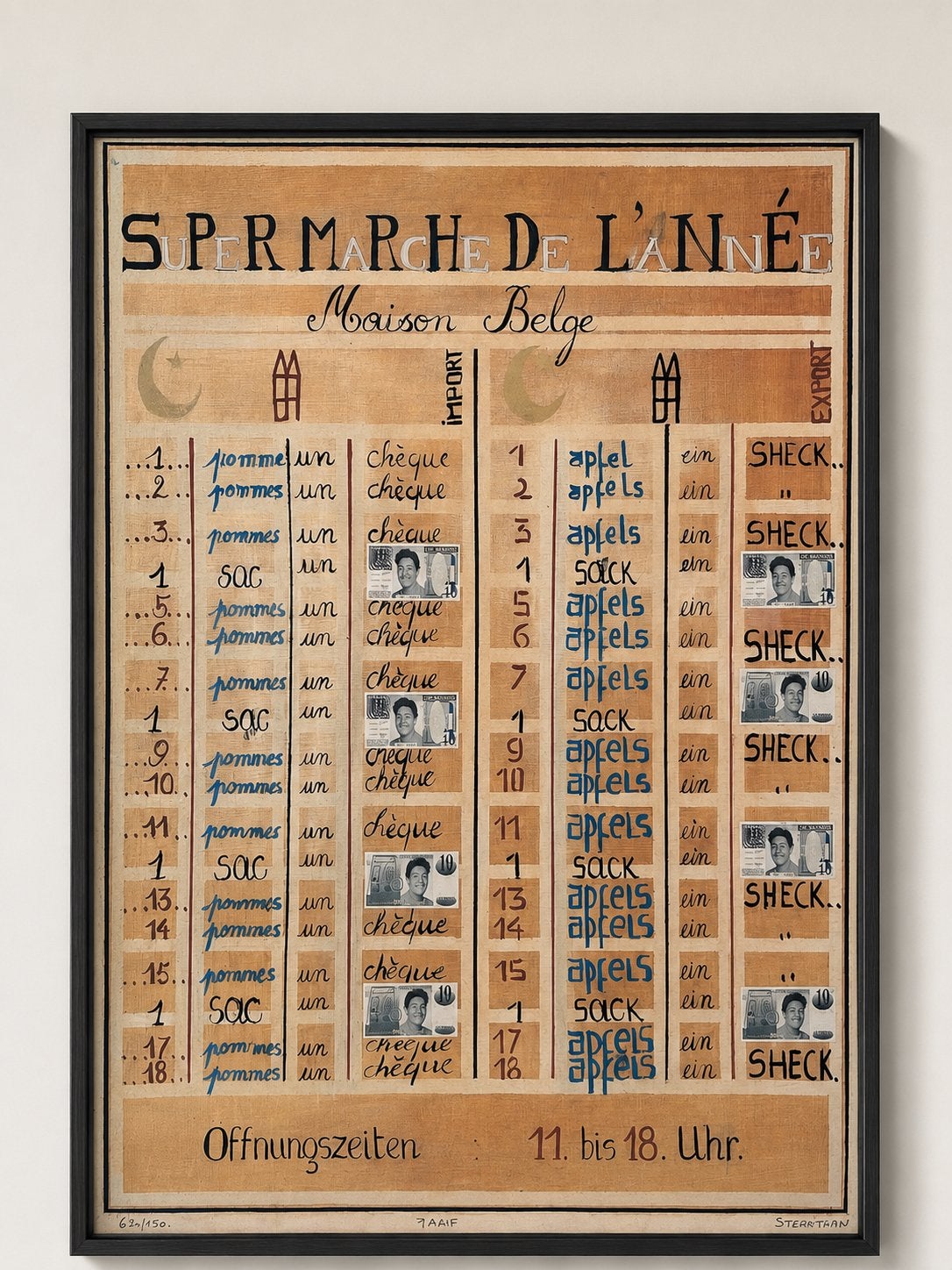 Gesigneerde en genummerde kunstdruk “Tarif”-Straatman 30/150, Numéroté, Enlèvement