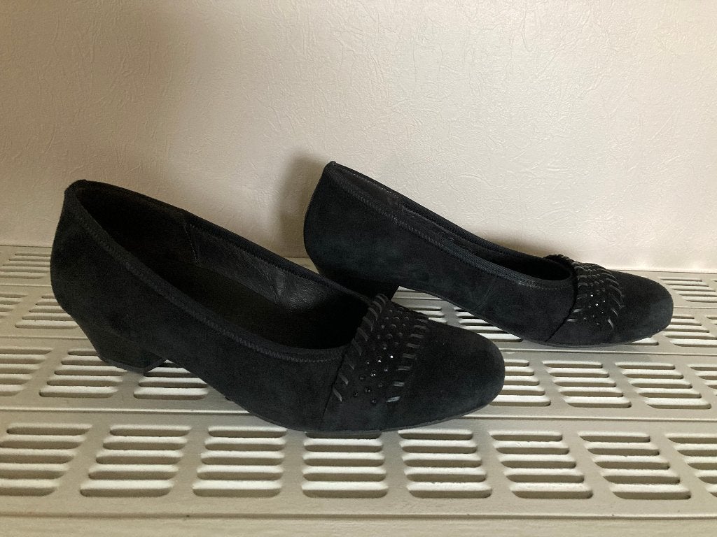 Zwarte schoenen in daim, Gabor, maat 39, 6H, Schoenen met lage hakken, Beige, Gabor, Ophalen of Verzenden